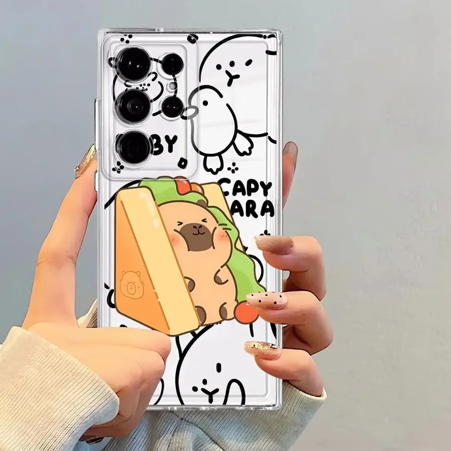 Casing Penutup Ponsel Lembut untuk Samsung Galaxy S21 S25 Edge Note 20 Ultra 10 S23 Ultra S20 Plus S24 S22 FE Caypabara Kartun