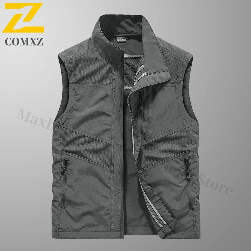 2025 الخريف الرجال سترات بلا أكمام في الهواء الطلق الوقوف طوق تنفس الصيد سترات عادية الرياضة السفر المشي لمسافات طويلة تجريب الملابس #4