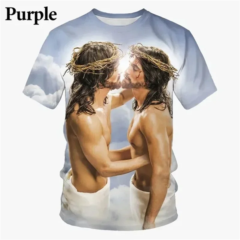 Camiseta con estampado 3D de Jesús para hombre y mujer, ropa informal de gran tamaño, moda Harajuku, Y2K