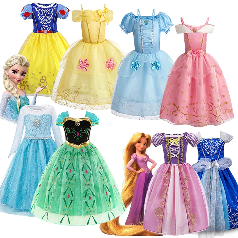 أميرات ديزني دور زي حفلة تنكرية فيستدو عيد الميلاد عيد الميلاد كرنفال فستان رابونزال حسناء سنو وايت فستان تنكر