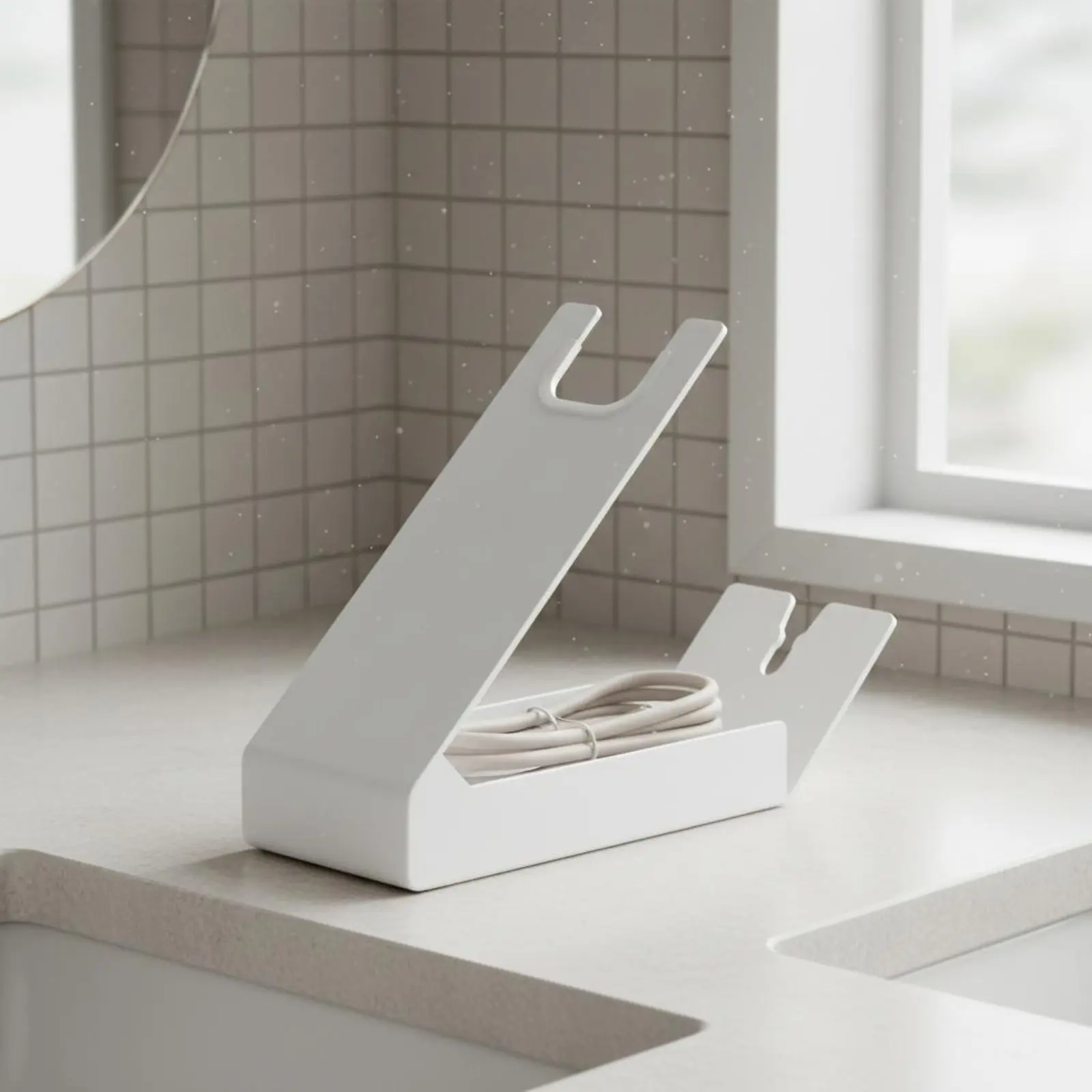 

Hair Dryer Stand Space Saving Blow Dryer Holder Curling Iron Stand Minimalist Design Countertop Organizer for Bathroom