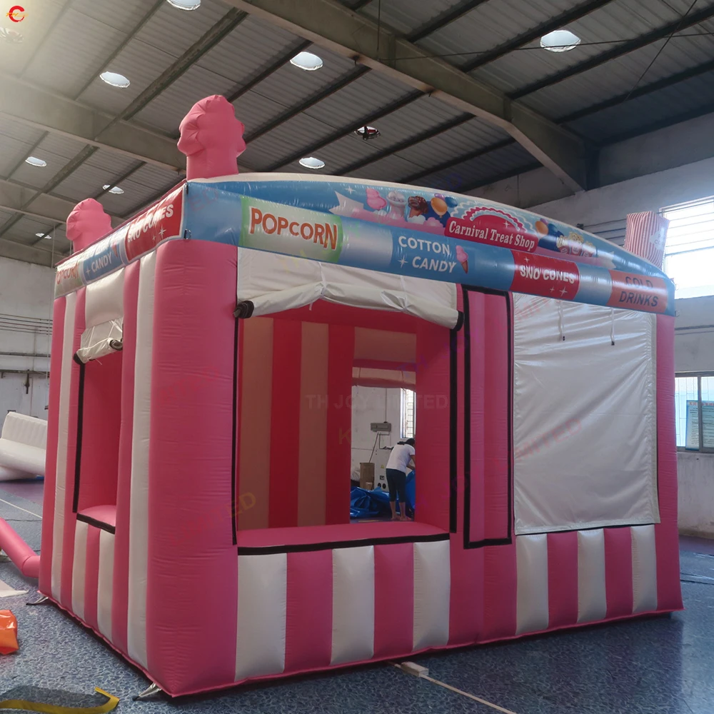 Free Air Shipping! 5x3x3.5mH Inflatable Snack Booth Food or Ticket Selling Carnival Treat Shop Candy Cabin Tent for Sale