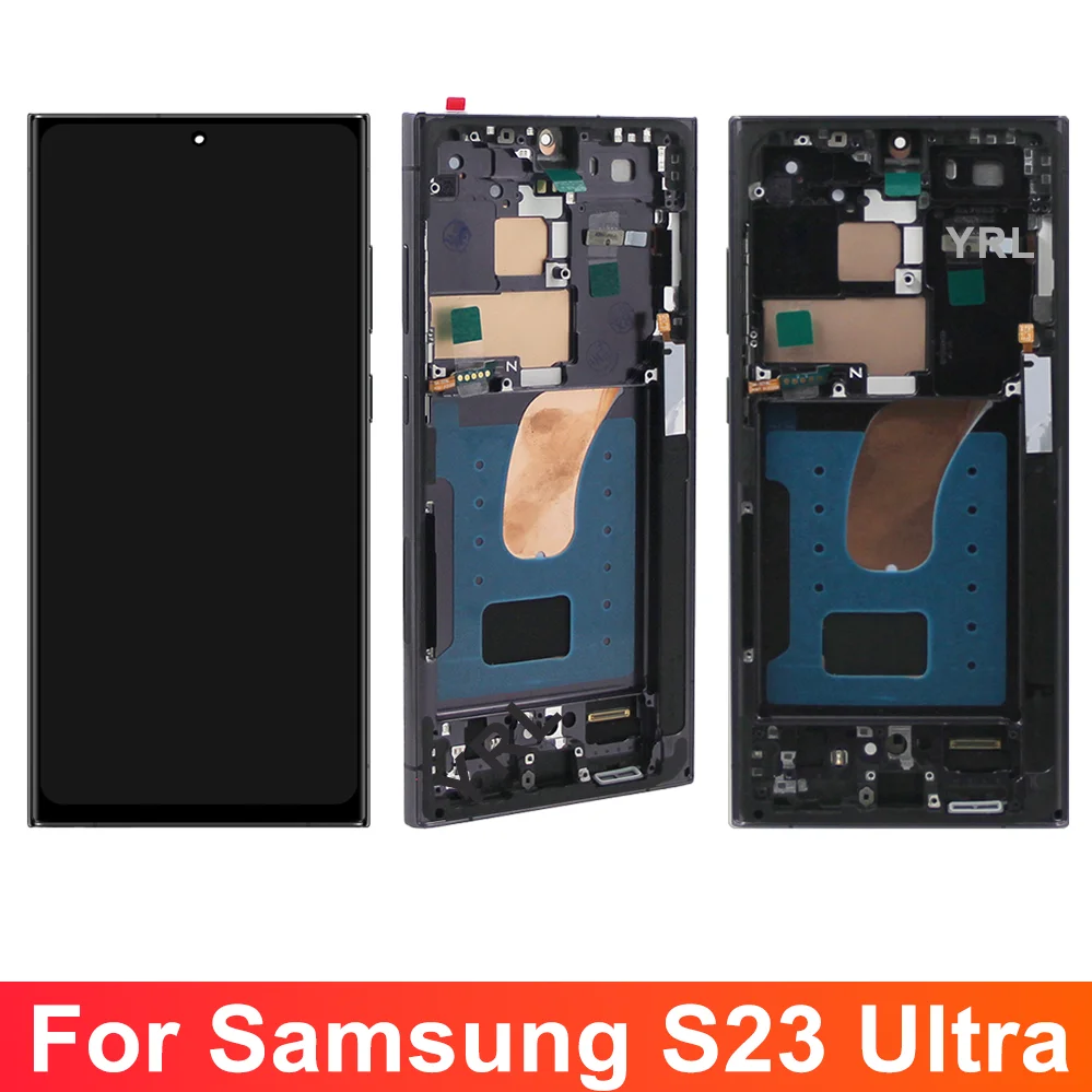 AMOLED S23 Ultra Screen Assembly for Samsung Galaxy S23 Ultra S918B S918B/DS Lcd Display Digital Touch Screen with Frame