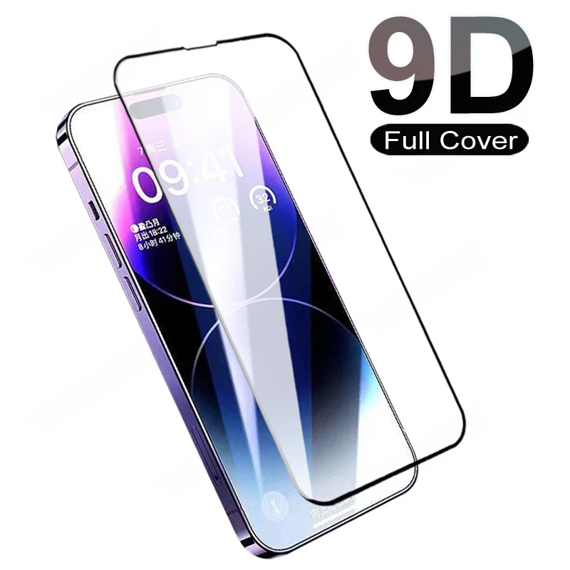 9D Anti-Burst Tempered Glass For Apple iPhone 14 Plus 13 mini 12 11 Pro Max Screen Protector iPhone X XR XS Max Protective Film