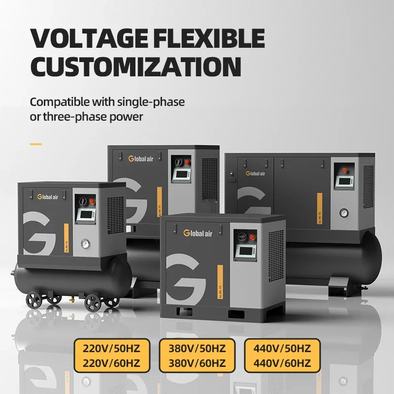 220V Single Phase VFD Screw Air Compressor, Quiet Energy Saving Air Compressor for Auto Service Stores