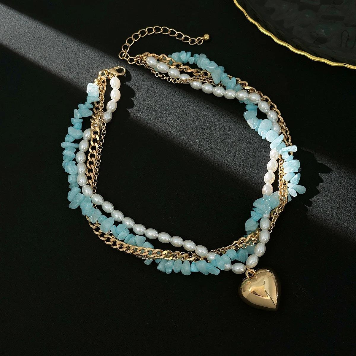 Ingemark Y2K رومانسية تقليد اللؤلؤ حجر سلسلة قلادة للنساء 2026 الاتجاه بوهو الحب القلب قلادة المختنق مجوهرات الزفاف #6