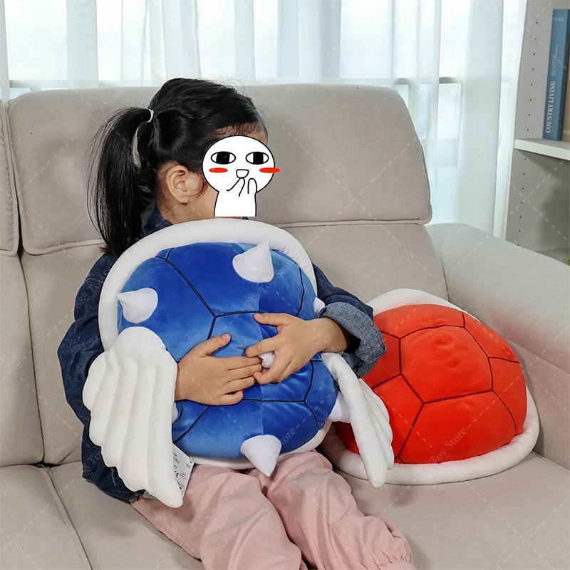 Anime Bowser Blue Spiny Shell Pillow Plush Toys Cute Red Shell Yoshi Egg Soft Stuffed Peluche Sofa Cushion Collectible Kids Doll