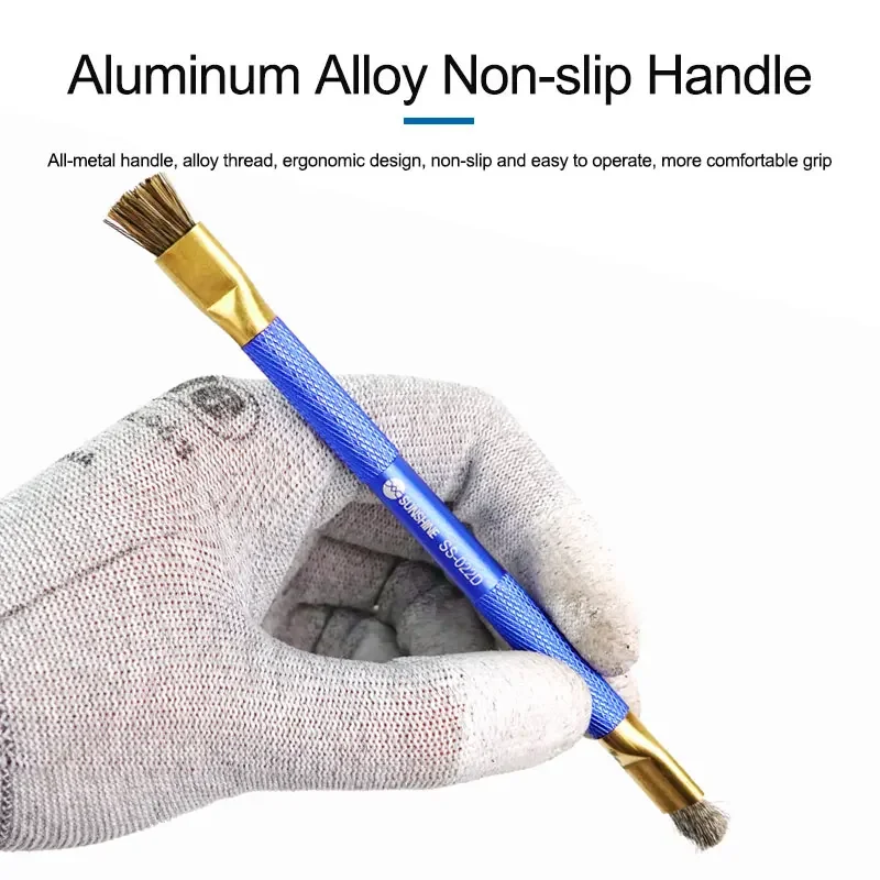 SUNSHINE SS-022D 휴대폰 와이어 브러시 청소 도구, 마더보드 IC 디글루 및 주석 제거, 더블 헤드 구리 브러시 수리