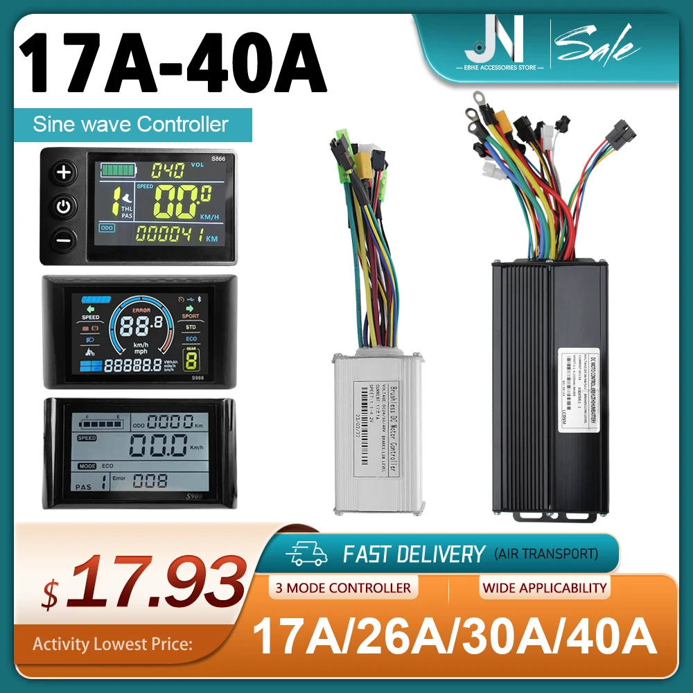

Three-Mode Sine Wave 36V 48V 17A 26A 30A 40A Controller with Learn Function LCD color Display use for UART2 Protocol Controller