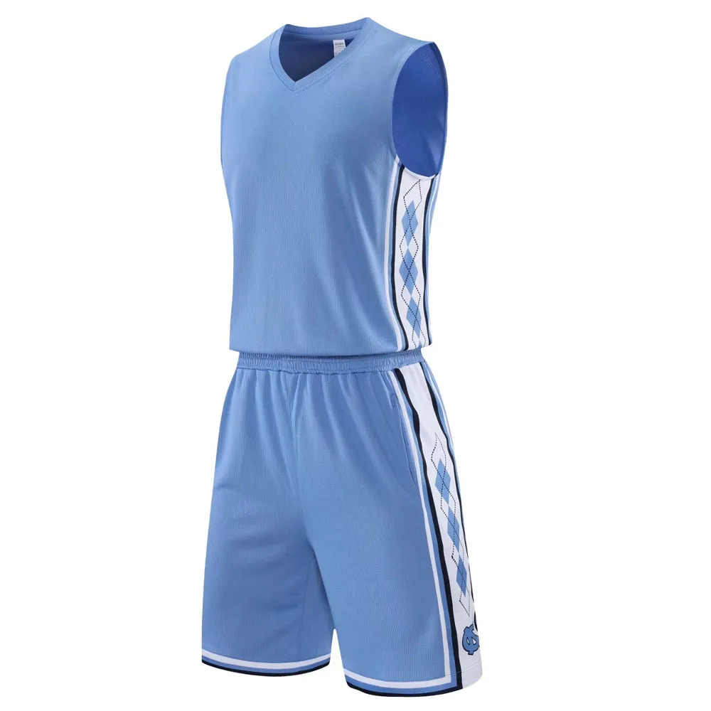 Conjunto de camiseta de baloncesto personalizada para hombre, uniforme de secado rápido, estampado lateral, talla grande, 2 piezas