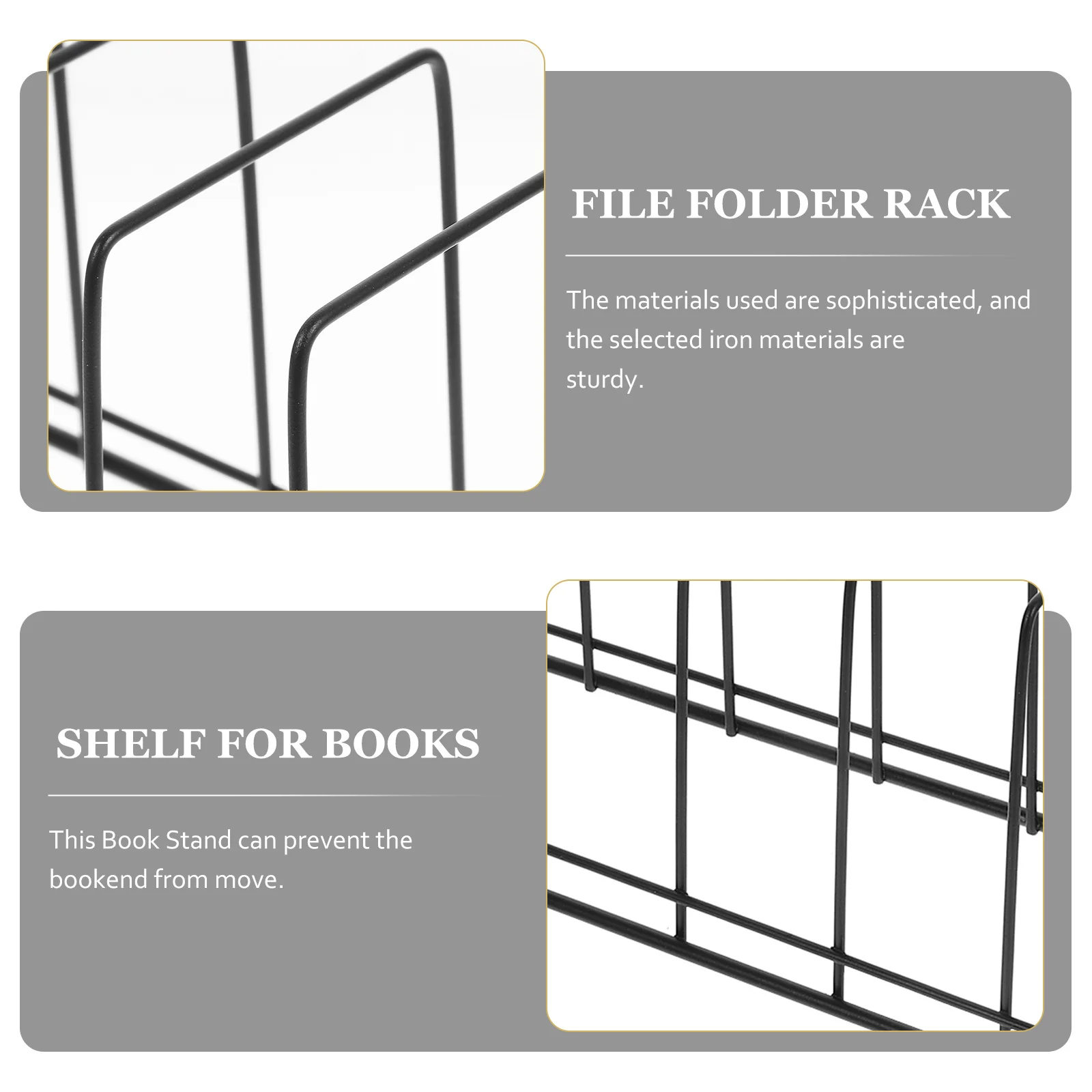 

Freestanding Desktop File Organizer Iron Book Stand Metal Book Holder Office Home Storage Rack Magazine Holder