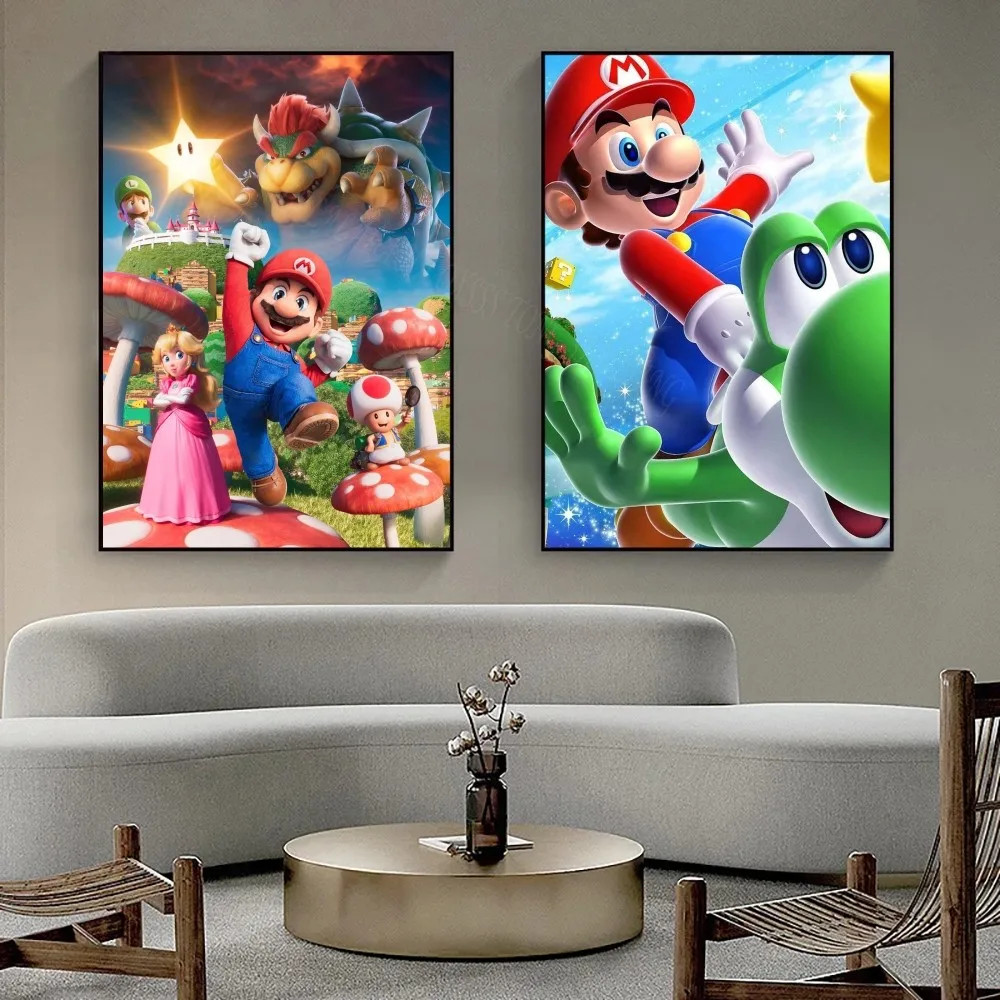 1pc Super Mario Bros Self-adhesive Art Poster Waterproof Paper Sticker Coffee House Bar Room Wall Decor