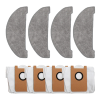 4 Pack Mop Cloths and Dust Bags with Roller Brush for Ultenic For T10 Lite Robot Vacuum Cleaner Essential Cleaning Accessories