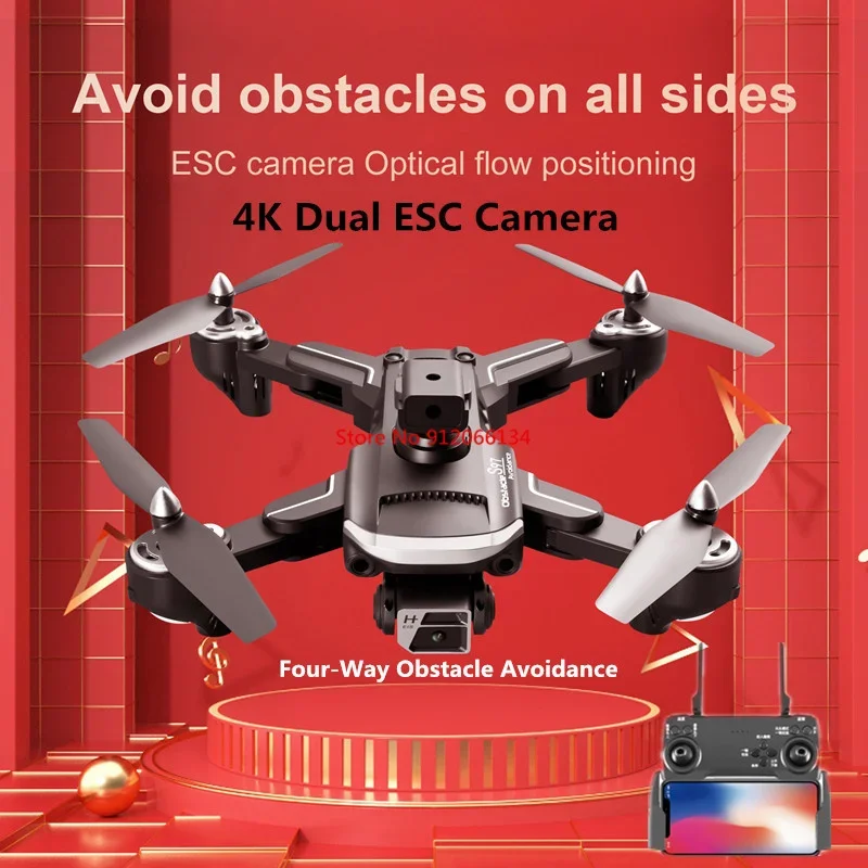 Four-Sided Obstacle Avoidance Quadcopter 4K Dual ESC Camera Smart Follow Optical Flow Position Foldable Quadcopter Boy Kid Gift