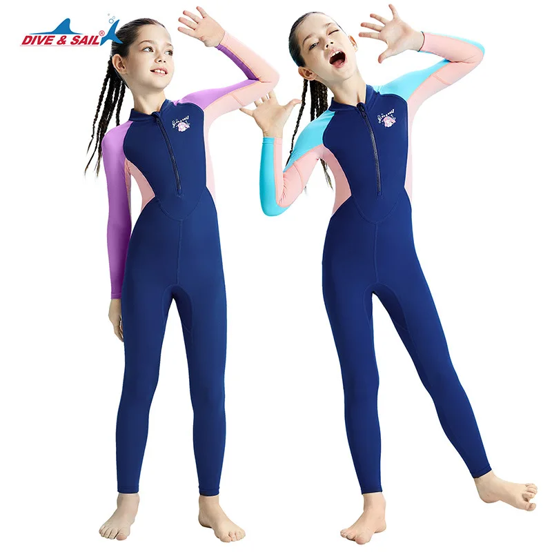 

Children One Piece Sunscreen Professional Quick-Dry Beach Surfing SwimSuit UPF50+WaterProof Long Sleeve Bathing SwimWear