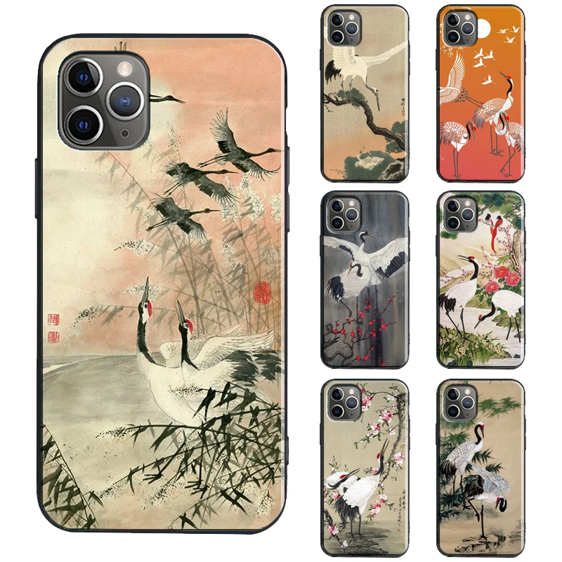 Red-crowned Crane Bird TPU Case For iPhone 13 11 14 12 15 16 Pro Max mini XR X XS Max Plus Cover Funda