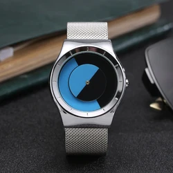 Creative Quartz Watches Men Top FASHION Brand Casual Stainless steel Mesh Band Unisex Watch Clock Male female Gentleman gift