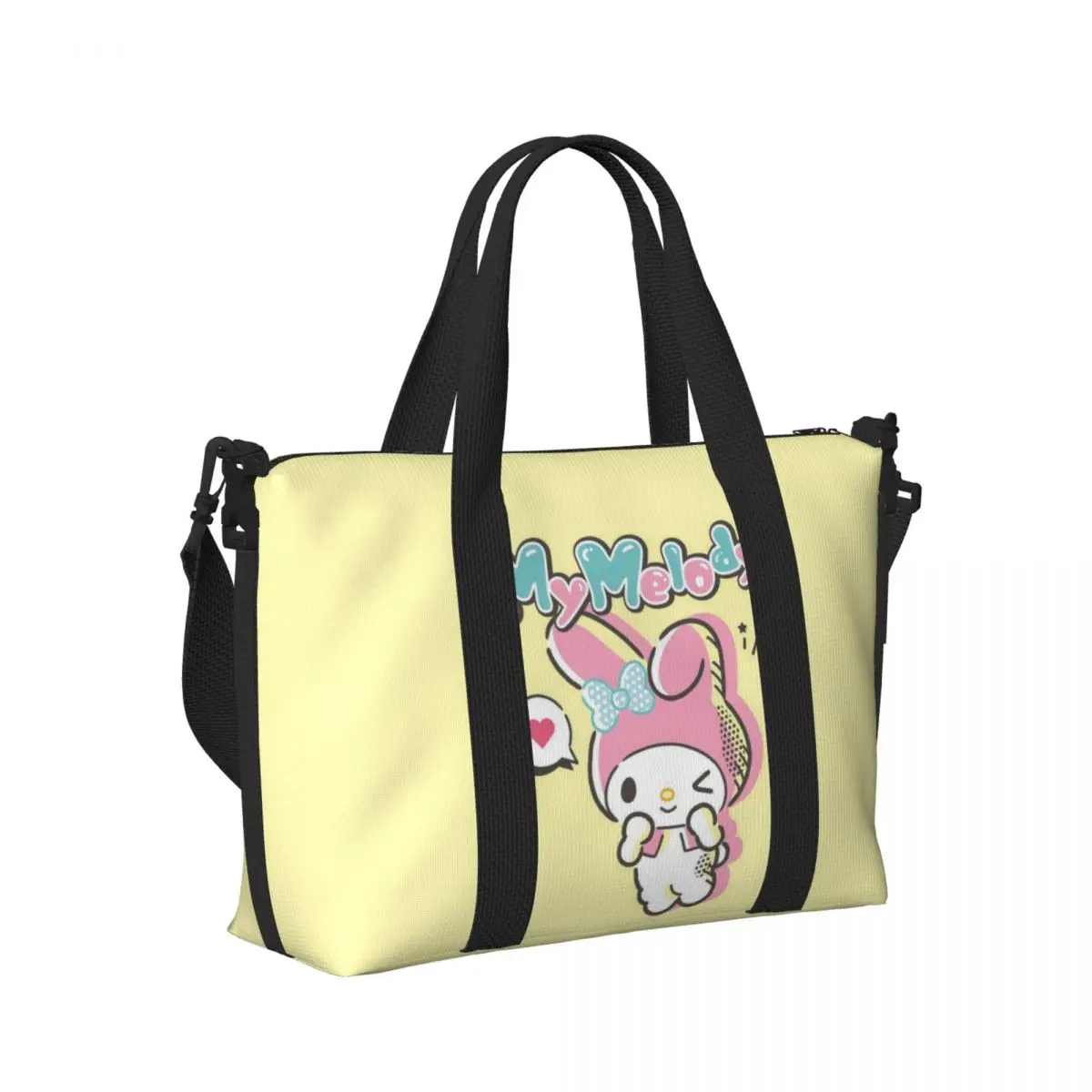 My Melody-Bolso de compras personalizado para mujer, bolsa de gran capacidad con dibujos animados, ideal para ir al gimnasio o a la playa