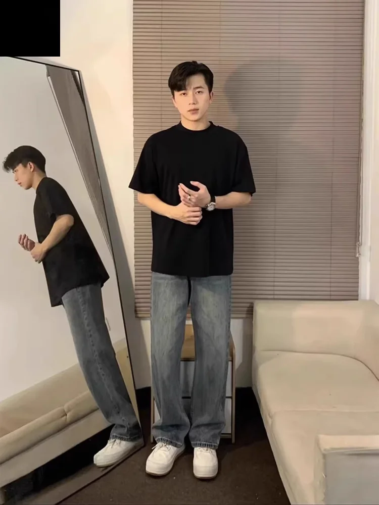 

Мужская летняя футболка из чистого хлопка Bla American Heavyweight, базовая, для ношения под одеждой