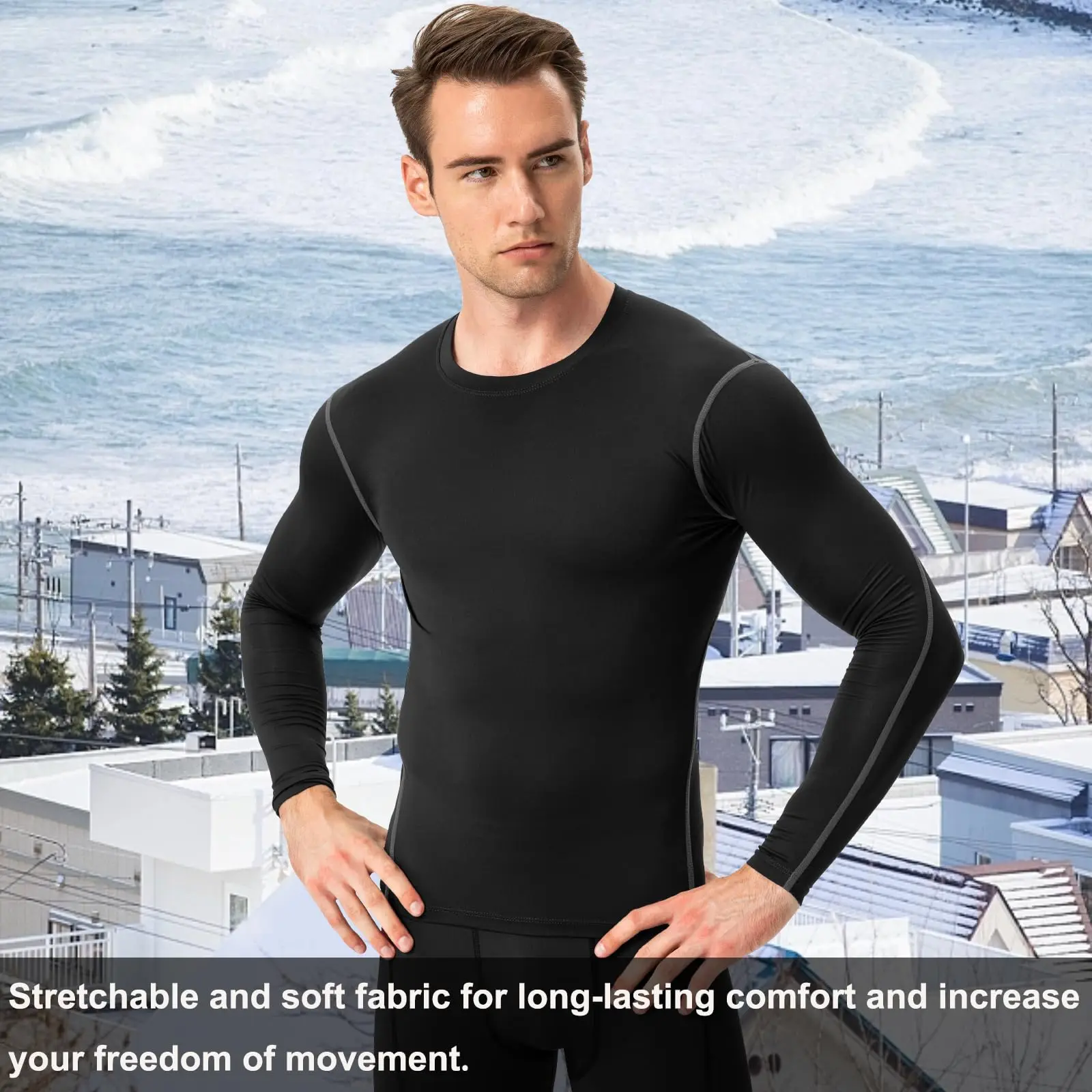 Men Compression Shirts Fleece Lined Tights Gym Wear Manufacturer Mens gym Clothes Tops