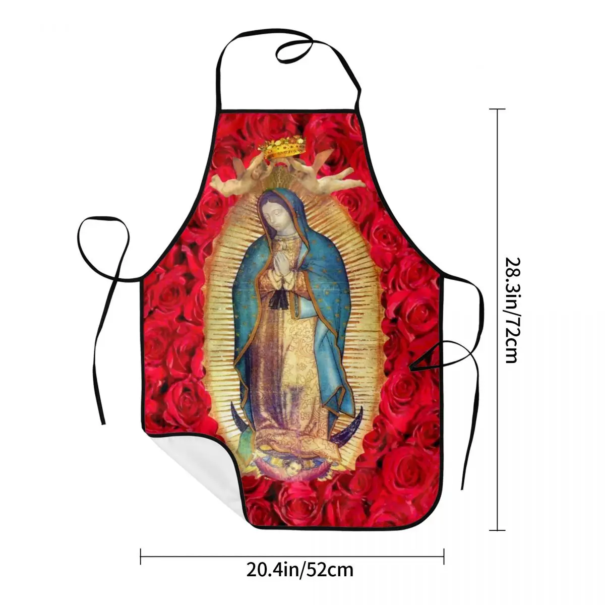 Custom Unisex Guadalupe Virgin Mary With Flowers Bib Apron Adult Women Men Chef Tablier Cuisine for Cooking  Catholic Baking