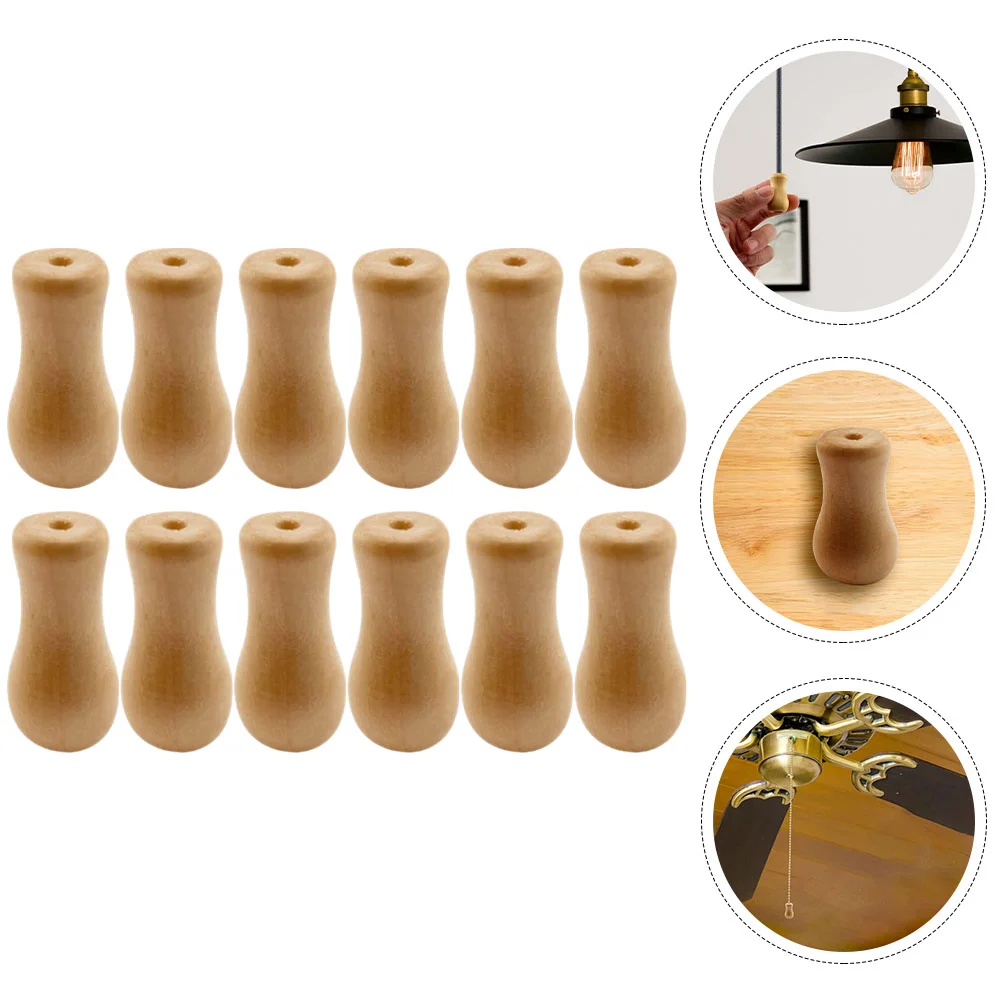 

12 Pcs Curtain Accessories Yellow Wooden Pendant Bamboo Roller Blind Shades Cord Knobs Window Pull Pulls for Curtains