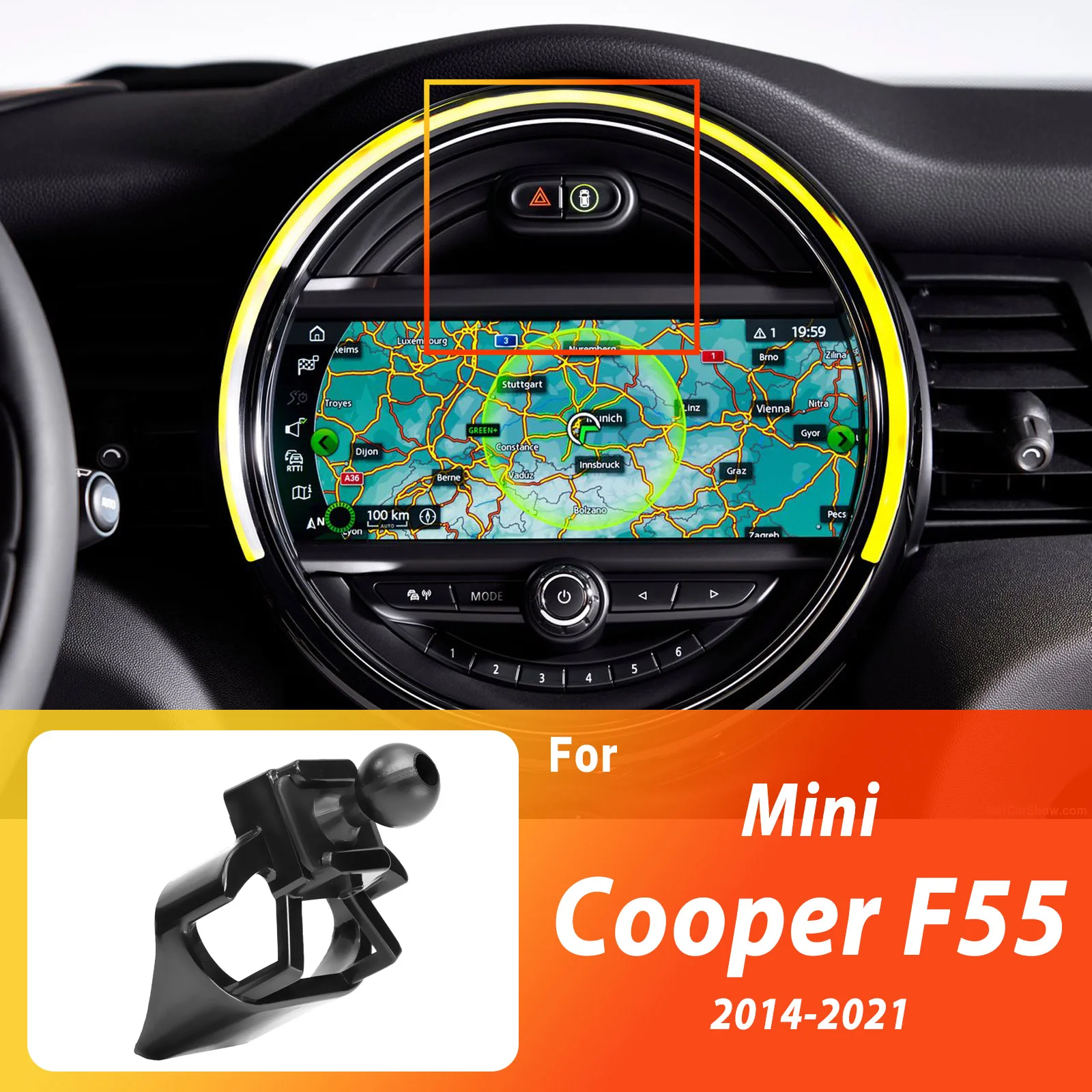 For Mini Cooper F55 Countryman 2014-2020 2021 Phone Holder Car Magnetic Mount Smart Sensing Wireless Charging One-Touch Release