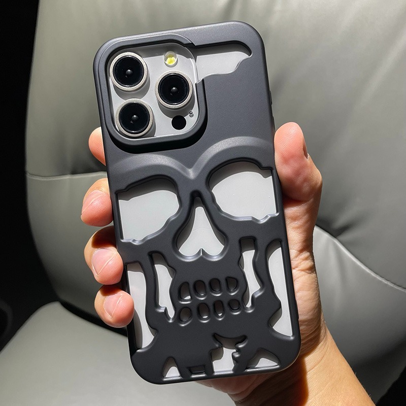  Cool Hollow Heat Dissipation Cool Skull Ghostface Plating Phone Case For iPhone 17 16 Pro Max 15 14 Plus Air Fashion Slim Cover 