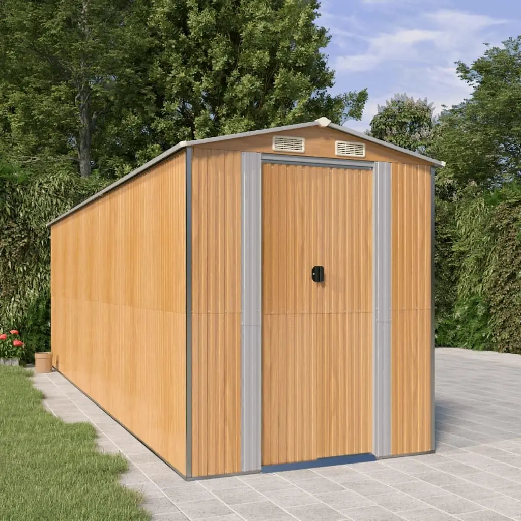 

Outdoor Storage Garden Storage Room Outdoor Tool Shed Garden Shed Light Brown 75.6"x238.6"x87.8" Galvanized Steel, Customized