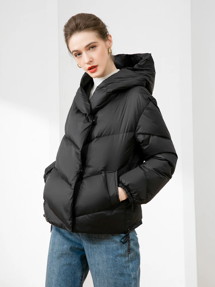 Chaqueta de plumón de pato para mujer, abrigo informal de diseño corto, ultraligero, acolchado, Parkas para invierno, 90%