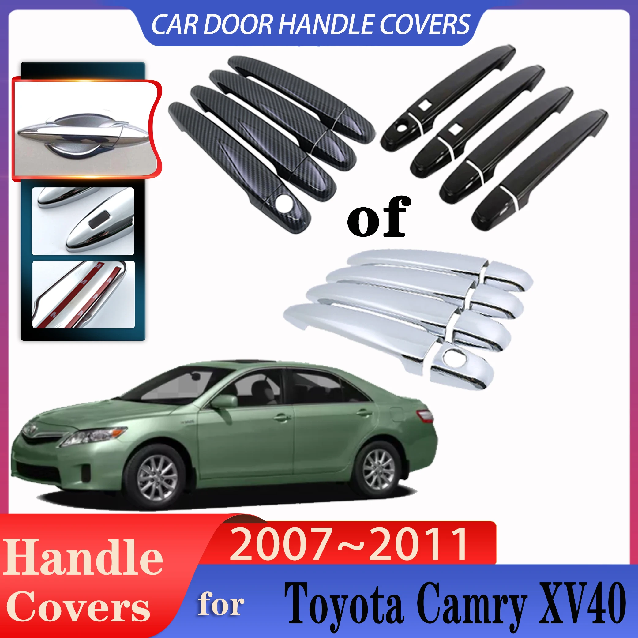 For Toyota Camry 40 Daihatsu Altis XV40 2007~2011 Car Door Handles Covers Exterior Scratch Protective Rustproof Car Accessories