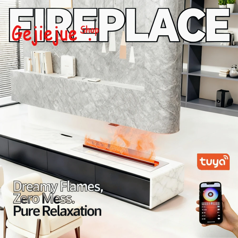 Tuya Smart Home Fireplace Cozy Mist Fireplace Embedded Realistic Mist Flame  App Control Decoration Electric Water Fireplace