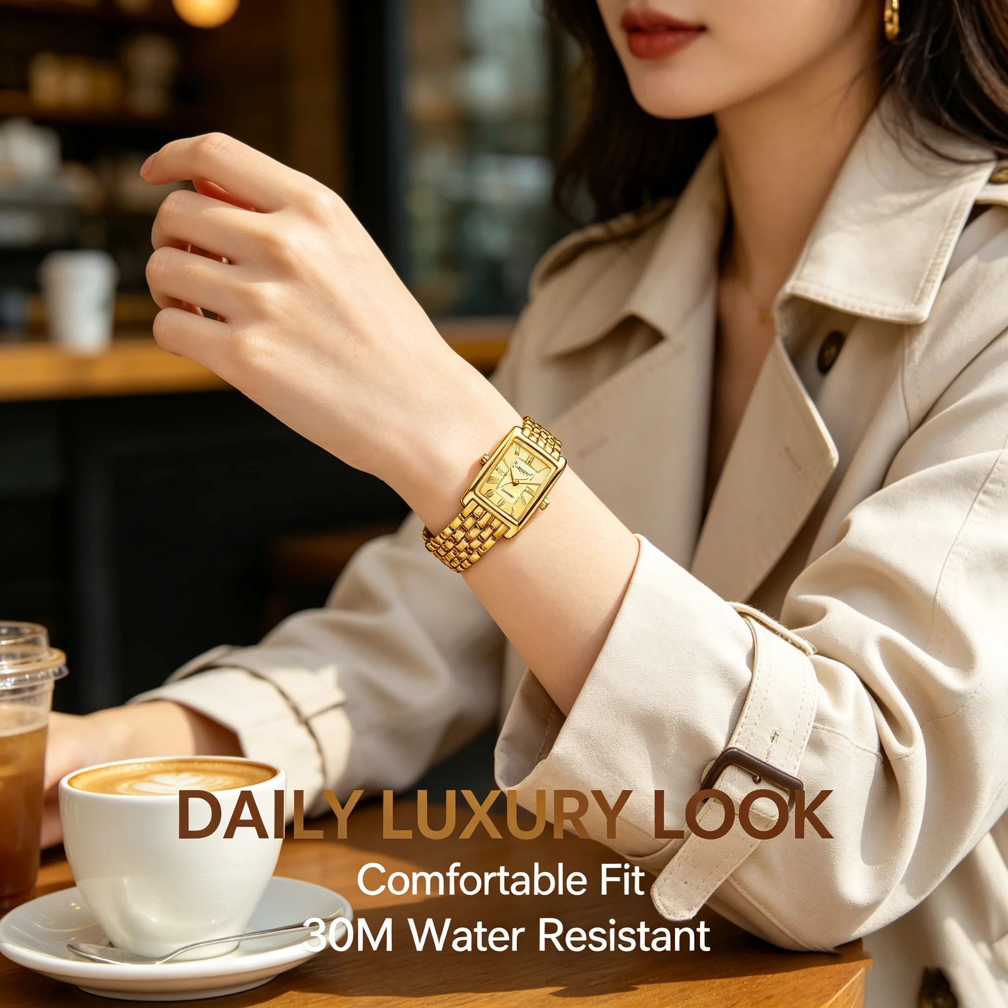LIGE Luxury Women Watches Fashion Rectangle Woman Quartz Watch Stainless Steel Band Wristwatches Reloj Mujer