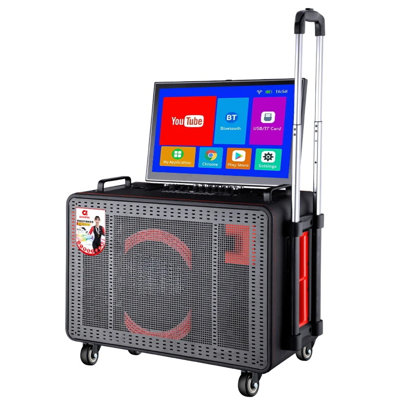 Schermo di visualizzazione Flip cover Trolley mobile esterno Home Karaoke video macchina all-in-one