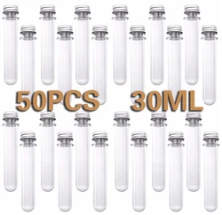 50Pcs 30ml plastic Test Tube With Screw Cap Candy capsule PET Bottle Aluminum Cap Packing Tube With Pressure Sensitive Seal