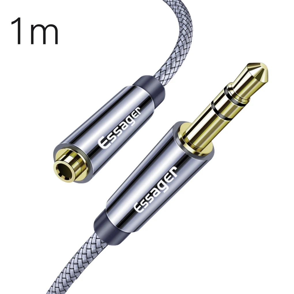 Essager Phone Earphone Extender Cable 3.5mm Extension Cord Headphone Headset Braided Audio Cable, 1 Meter