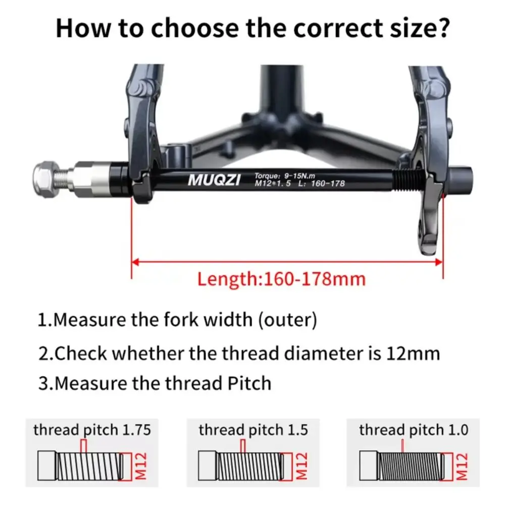 سبائك الألومنيوم الدراجة من خلال المحور وصلة مقطورة محول أسود 160-178 مللي متر المدرب من خلال المحور محول أسياخ الإفراج السريع
