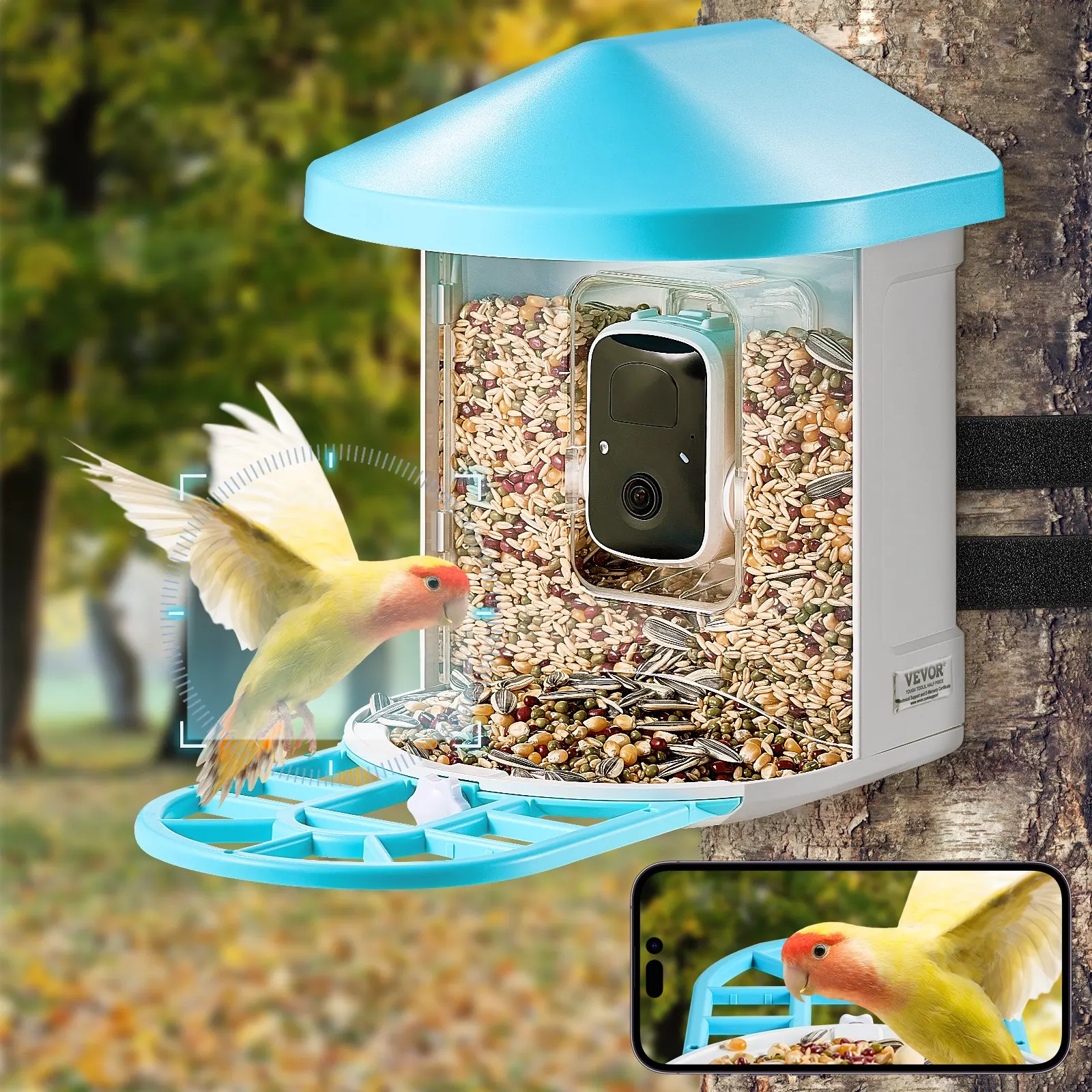 Smart Bird Feeder With Camera 2K HD AI Identify Bird Species Auto Capture