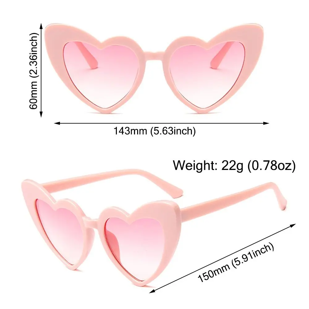 نظارات تأثير القلب مع تأثير خفيف ، ظلال على شكل قلب ، نظارات شمسية وردية ، كلاسيكية ولطيفة