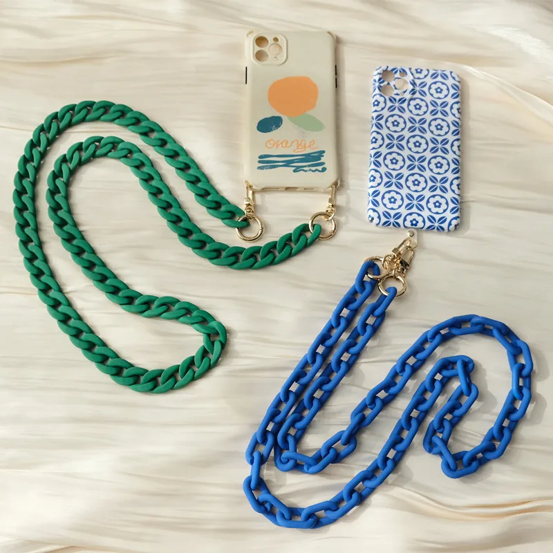 

New Phone Chain Accessory Detachable Parts Acrylic Matte Green Neck Chain Crossbody Pendant Cellphone Strap Phone Case Chains