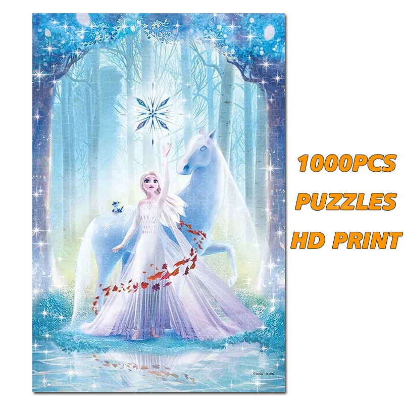 

Frozen Elsa Horse Forest Ice Disney 1000PCS Puzzles Paper Jigsaw Puzzle Game For Girls Teens Like Friend Gift Desk Room Ornament