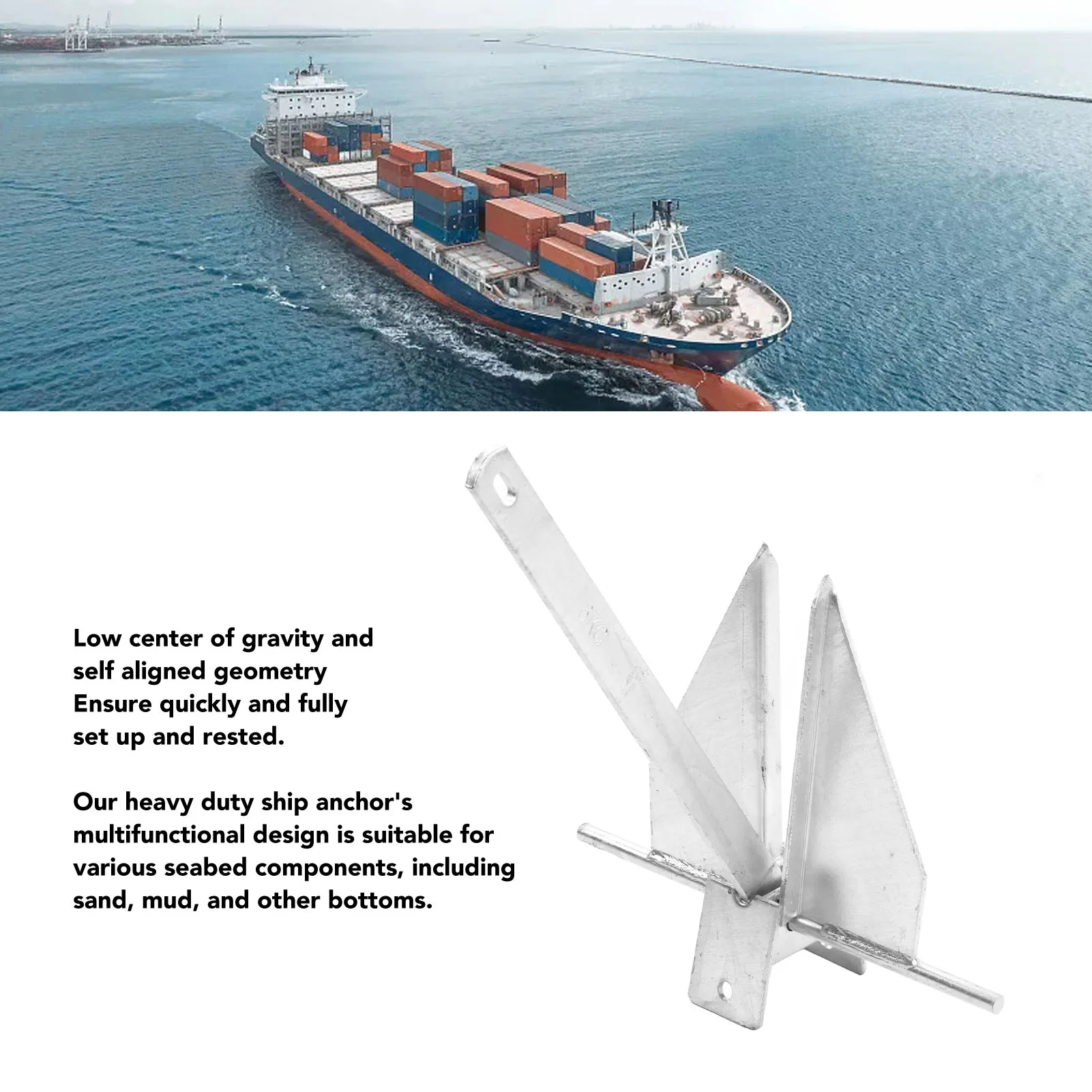 

Комплект корабля 13 фунтов, сверхмощная лодка из углеродистой стали с нейлоновой веревочной цепью для пресноводного морского корабля