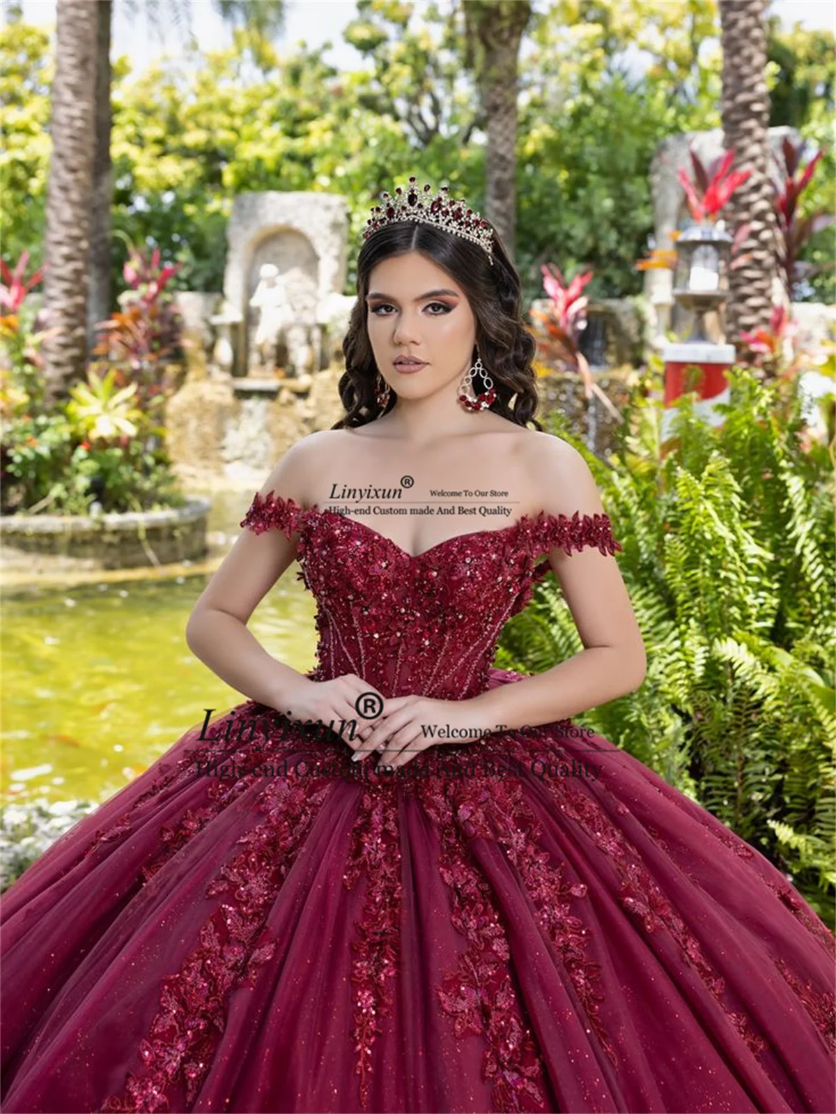 Elegante abito da ballo 3D Floar Abiti stile Quinceanera con applicazioni in pizzo personalizzato messicano con spalle scoperte Dolce 16 Abiti da 15 Anos