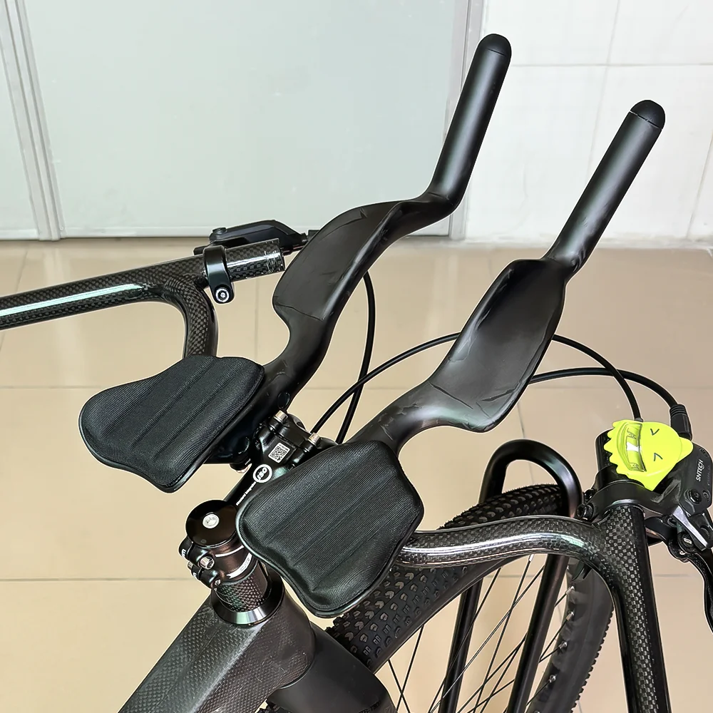 Carbonfaser-Lenkergriff mit hoher Steifigkeit für Rennräder und Mountainbikes, TT-Lenkergriff, 31,8-22,2 mm, universell für Rundrohre, Freizeit – Detail 1