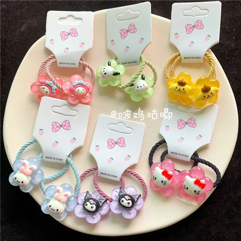 Kawaii Anime Hair Rope Kuromi Cinnamoroll My Melody Sanrioed Cute Cartoon Rubber Band Hair Band Hair Accessories Headgear Gift