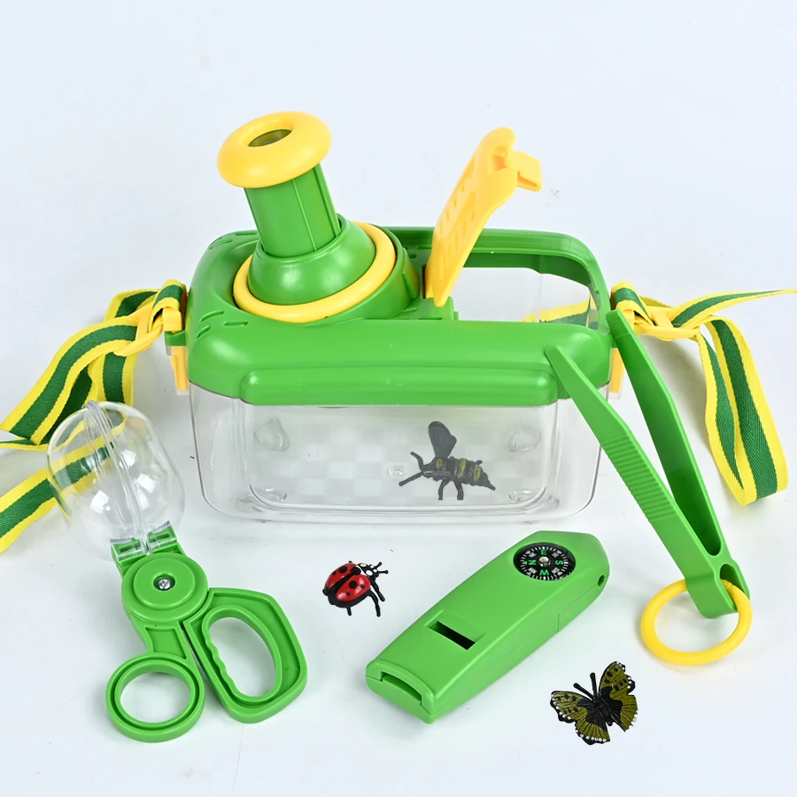 

Детская коробка для наблюдения за насекомыми, уличная сетка для большой захвата, зажим, игрушка, телескоп, карта со свистком, одежда для исследования мальчиков