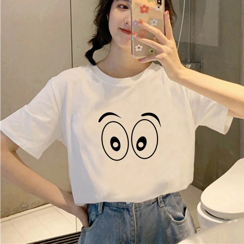 Expressões engraçadas design impresso gráfico para mulheres camisetas harajuku verão casual em torno do pescoço manga curta topos unisex