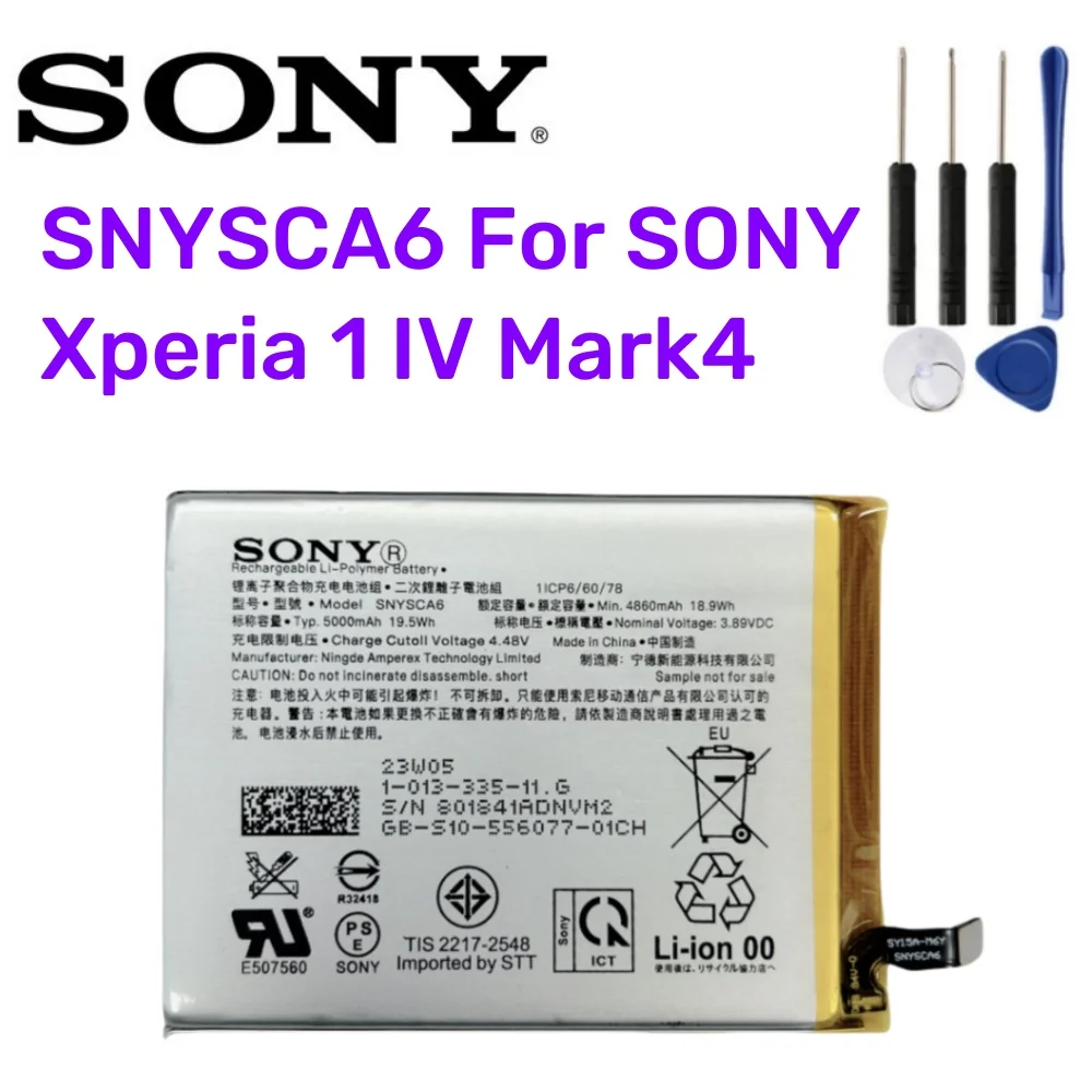 Original SONY SNYSCA6 Battery SNYSCA6 New For SONY Xperia 1 IV Mark4 Mark 4 High Quality 5000mAh Battery + Free Tools