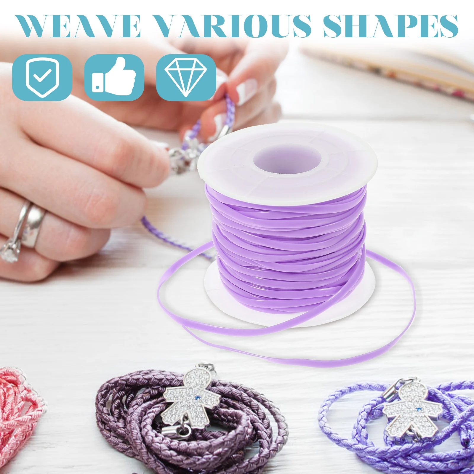 Braided Rope Key Chain Craft Cord Suite Macrame Jewelry Making Pvc DIY Bracelet Durable Lanyard Ropes Strong Plastic Hand Woven