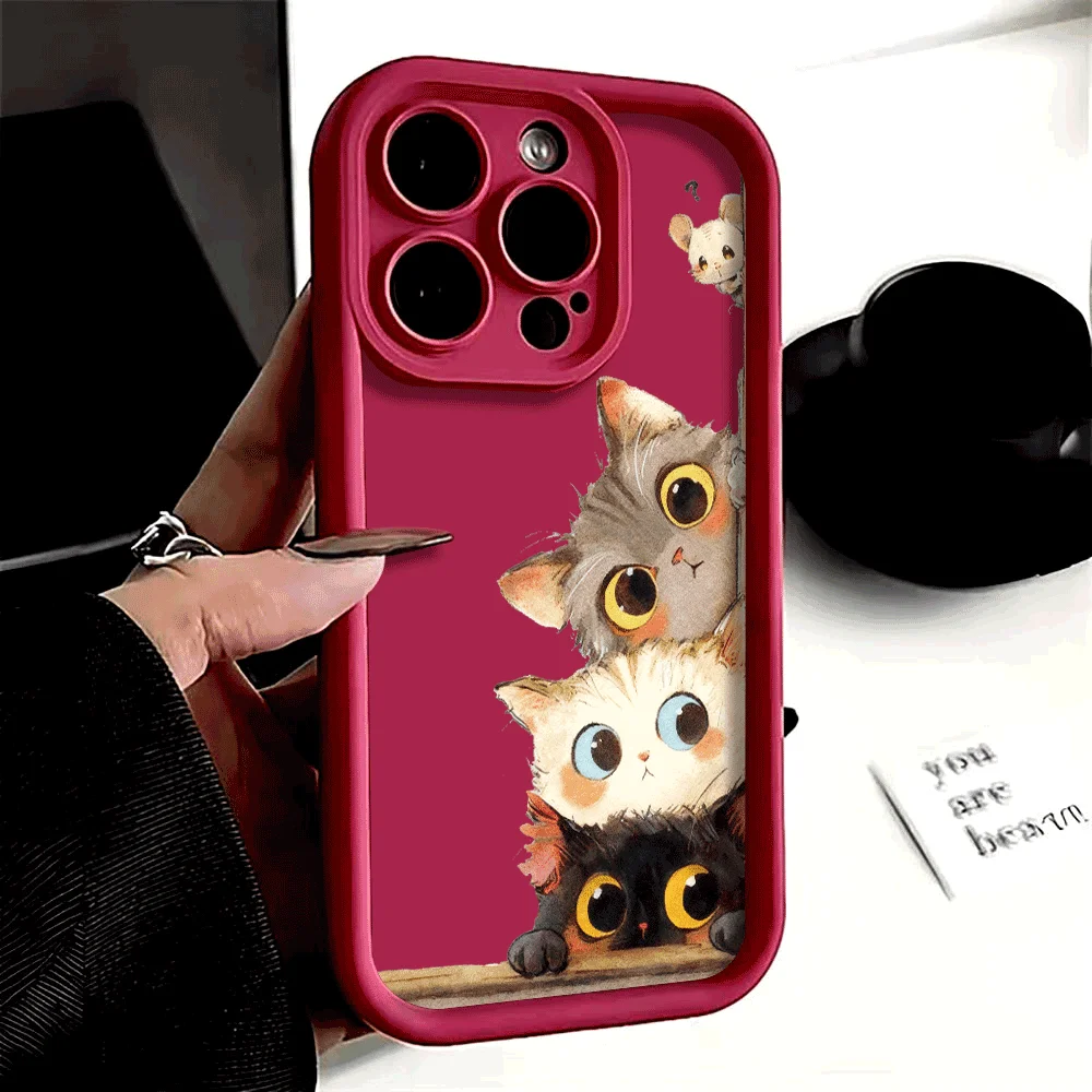 Aquarell Kätzchen Curious Mouse stoßfeste Handyhülle für Xiaomi Redmi Note 14 13 12 11 10 9 8 7 Pro Anti-Rutsch-weiche TPU-Abdeckung – Detail 12